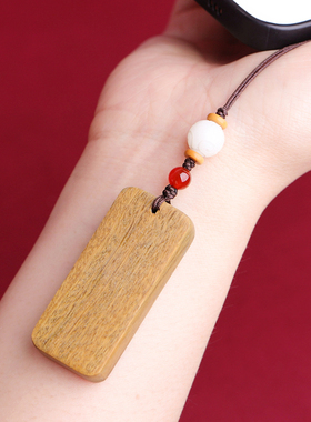 黑檀木无事牌钥匙扣绿檀木吊坠