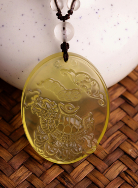 天然黄水晶龙龟吊坠男女项链