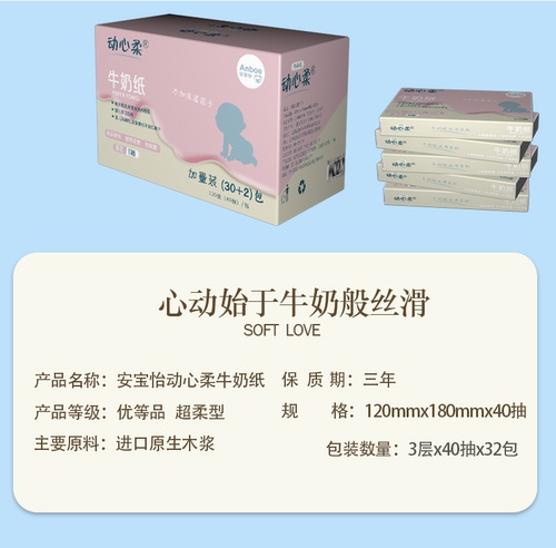 整箱动心柔牛奶纸新生儿保湿纸乳霜柔纸巾湿赋纸宝宝手口便携32包 - 图0