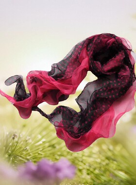 春秋双层女丝巾花朵纱巾