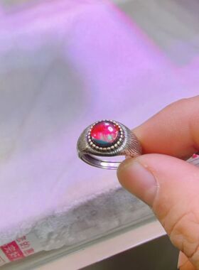 天然加拿大斑彩石戒指