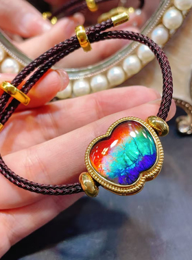 天然加拿大斑彩石手链吊坠两用款