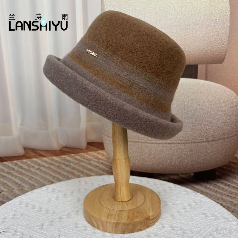 兰诗雨羊毛礼帽秋冬保暖羊毛混纺盆帽休闲百搭毛呢帽,淘宝优惠券,粉丝福利购,淘宝优惠卷