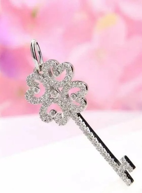 2022新品时尚925银饰锁匙项链欧美时尚百搭镶钻吊坠毛衣项链