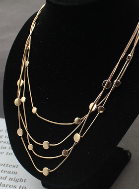 首饰项链金属质感4层铜材女