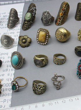 女合金欧美复古旧旧戒指