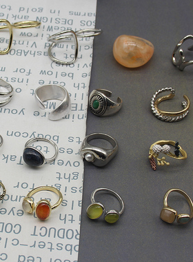 日本单超美珠珠花金属风戒指