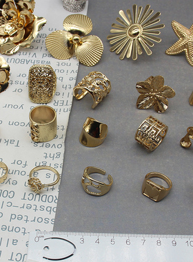 金属欧美质感戒指海星花