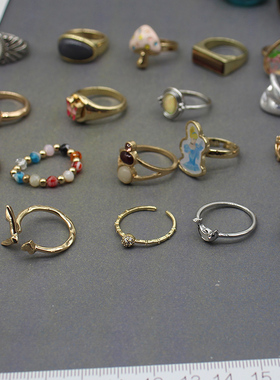 欧美气质小号树脂钻贝壳戒指