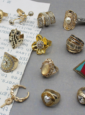 欧美个性戒指钻珐琅珠珠