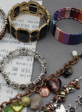 欧美复古个性石头珠珠手链手镯