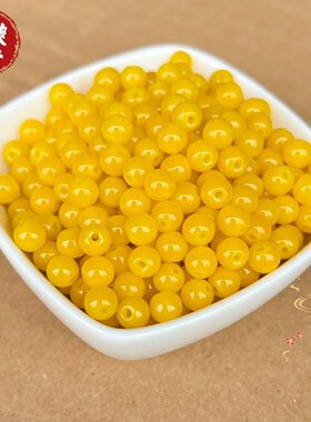 仿天然石黄龙鱼圆珠散珠通孔珠手工diy手链发簪流苏耳环材料配件
