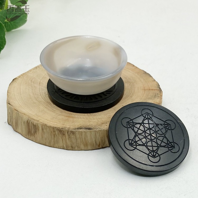 电离水杯垫 次石墨 柔化净化水质 雕刻图案水杯隔热垫 茶杯垫 - 图0