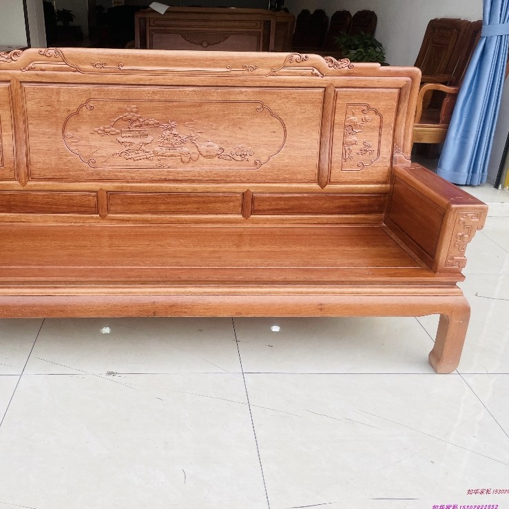 新中式红木沙发全实木长椅中式客厅三人位菠萝格木客厅沙发3人座,淘宝优惠券,粉丝福利购,淘宝优惠卷