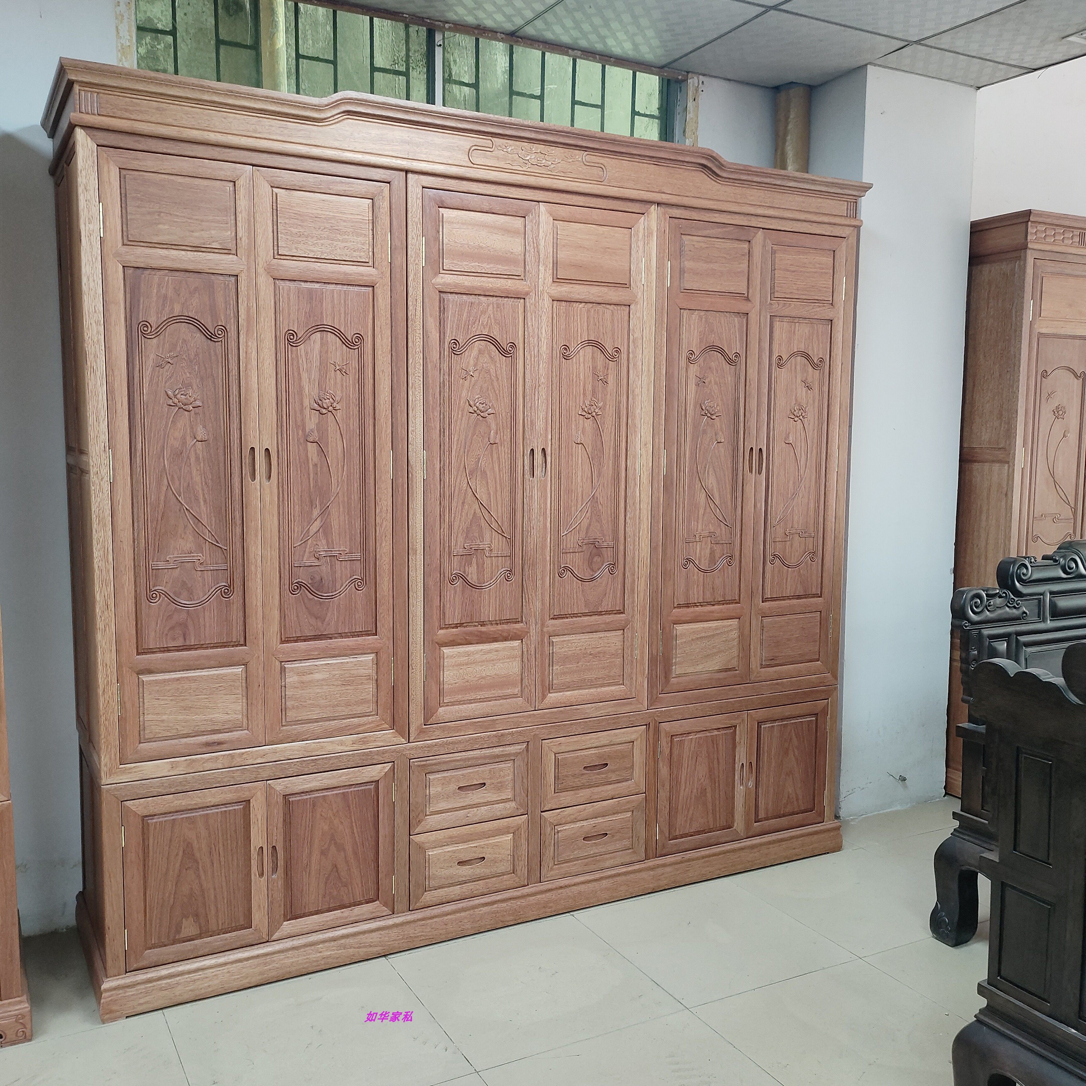 红木衣柜菠萝格木六门大柜打蜡无漆花梨木柜实木衣柜家用原木储物,淘宝优惠券,粉丝福利购,淘宝优惠卷