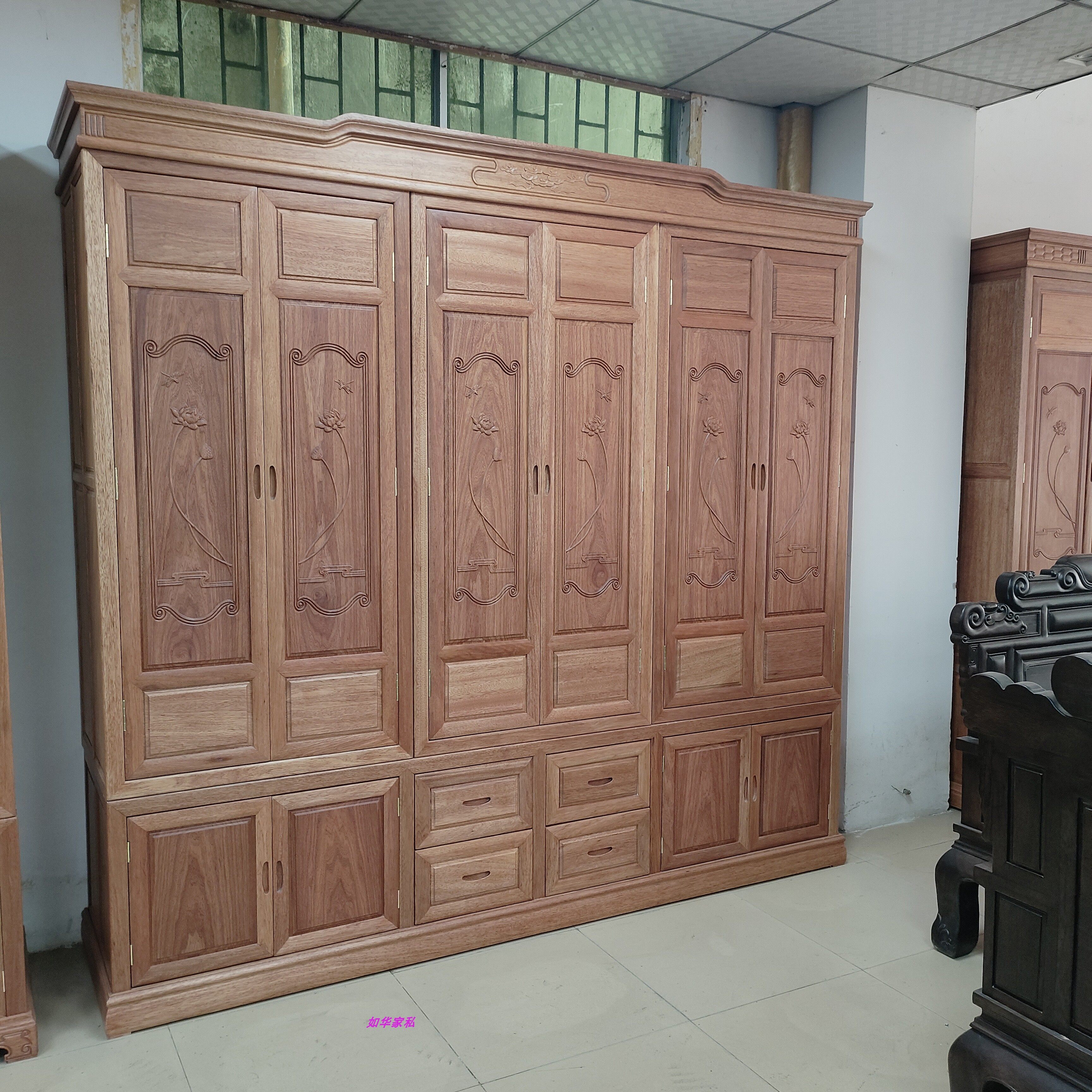 红木衣柜菠萝格木六门大柜打蜡无漆花梨木柜实木衣柜家用原木储物,淘宝优惠券,粉丝福利购,淘宝优惠卷