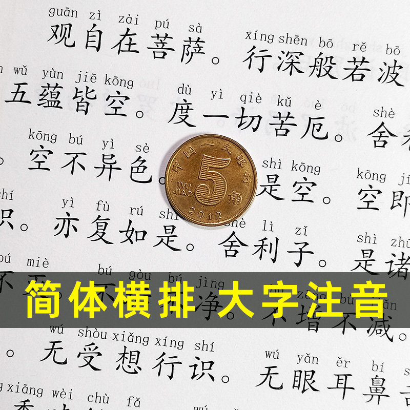 心经金刚经 简体大字注音版 国学经典诵读本 儒释道经典入门书籍儒家佛家经文经书 般若波罗蜜多心经拼音版 国学入门佛学经典书籍 - 图0