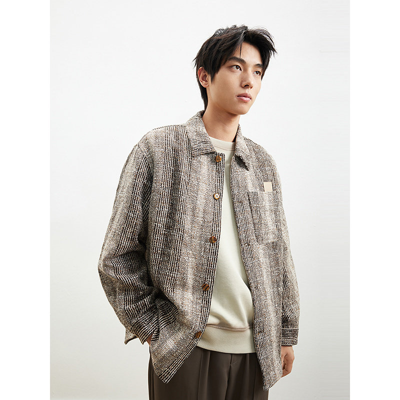 GXG男装  轻熟编织肌理感小香风外套翻领夹克  2025年秋冬热销