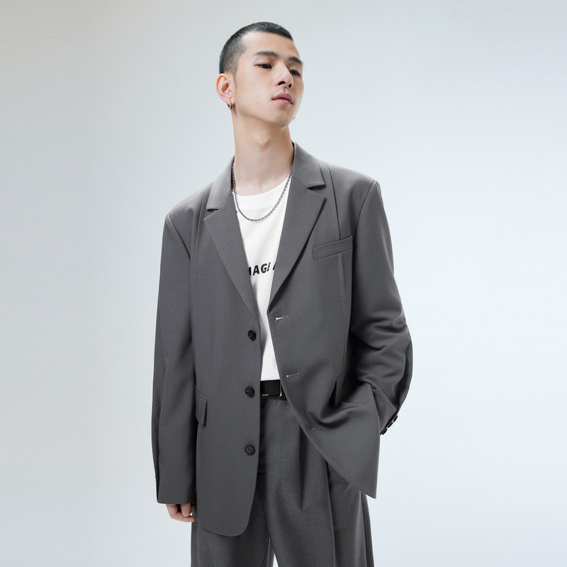 【新款】GXG男装 微廓灰色分割设计西装外套 春季灰色幽默系列,淘宝优惠券,粉丝福利购,淘宝优惠卷