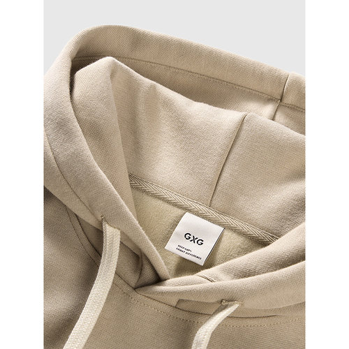 GXG男装 商场同款卡其色胸前皮标通勤卫衣 24冬季新品G24X314035 - 图1