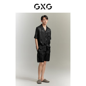 【龚俊心选】GXG男士家居服缎面冰丝T恤睡衣男款短袖短裤情侣套装