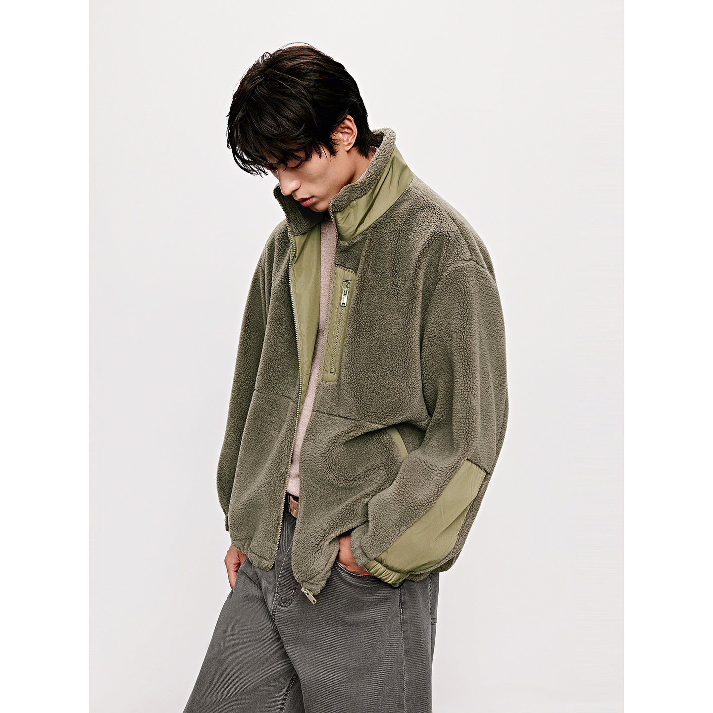 GXG男装 多色仿羊羔毛户外口袋设计保暖夹克外套 2025冬季热销