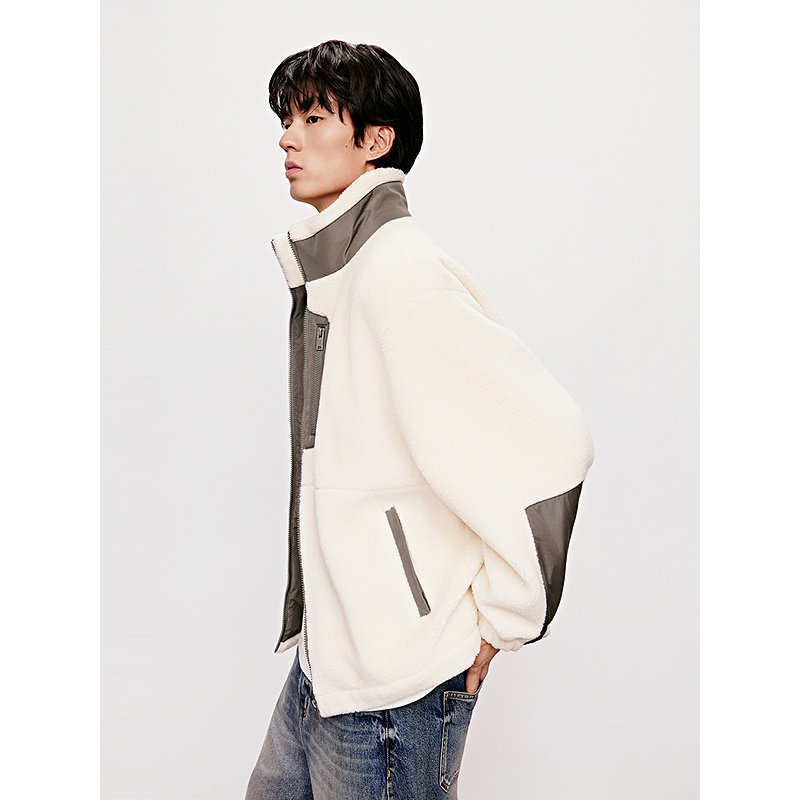 GXG男装 多色仿羊羔毛户外口袋设计保暖夹克外套 冬季热销