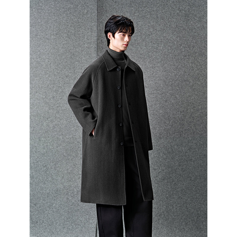 GXG男装 【纯羊毛】高品质100%羊毛插肩袖通勤长款大衣 冬季热销