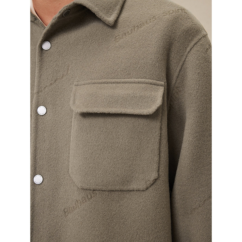 GXG男装 卡其色烧花通勤翻领短大衣 冬季热销GEX10626064