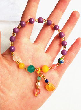 景泰蓝蜜蜡香芋紫色单圈水晶手串