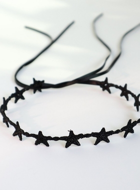 黑色脖颈链五角星锁骨链夏女项圈小众设计高级感颈带项链