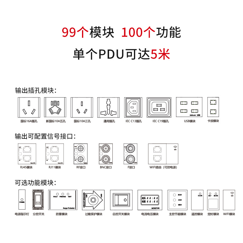 TOWE同为机柜PDU插排定制8位12位24孔插线板功能按需定制PDU插座