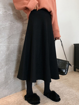 Pregnant woman half-body dress Long-style spring autumn display slim black knit skirt autumn winter a word umbrella skirt one step skirt long skirt winter