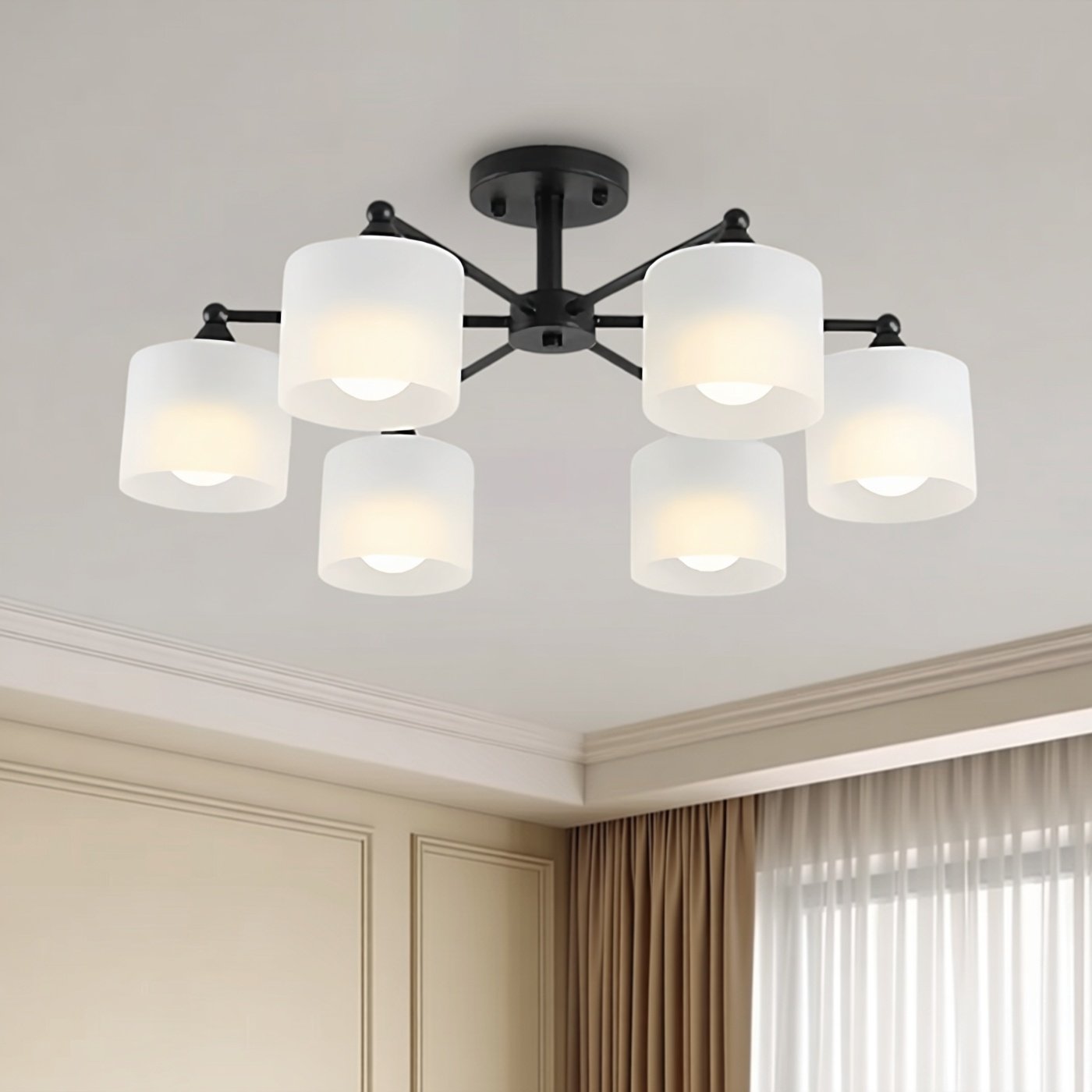 现代简约吸顶客厅吊灯北欧黑白金属灯身卧室餐厅多头灯具2025新款,淘宝优惠券,粉丝福利购,淘宝优惠卷