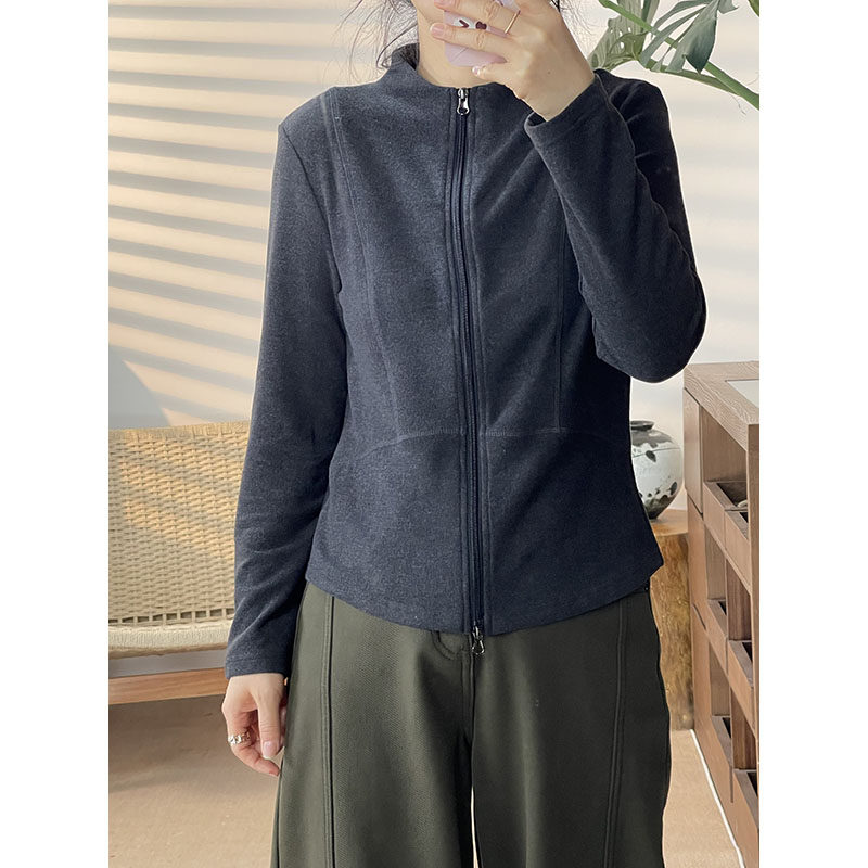 2025冬款简约通勤风立领拉链开衫女长袖修身显瘦纯色外套上衣537,淘宝优惠券,粉丝福利购,淘宝优惠卷