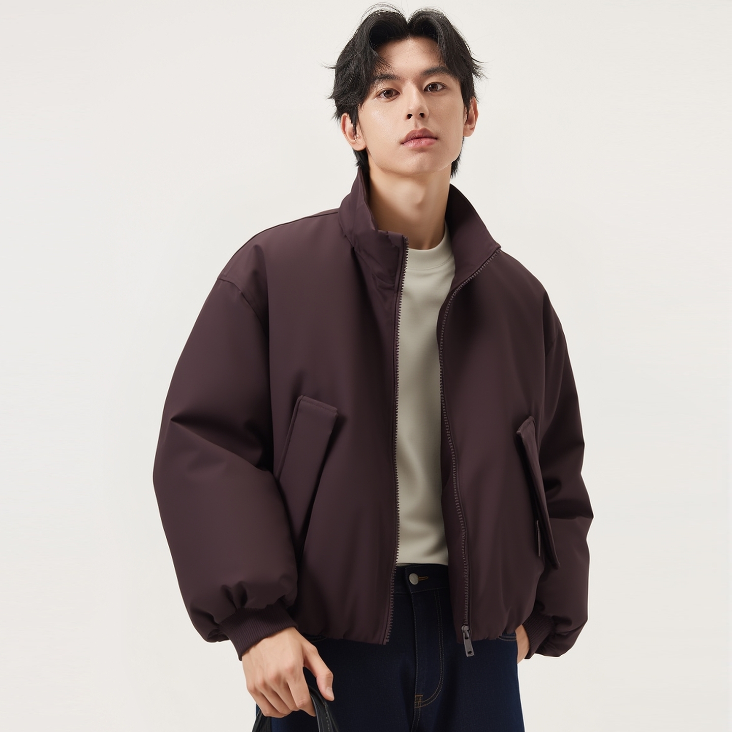 gxg.jeans男装 多色轻薄宽松短款立领夹克式羽绒服外套 25冬新品 - 图2