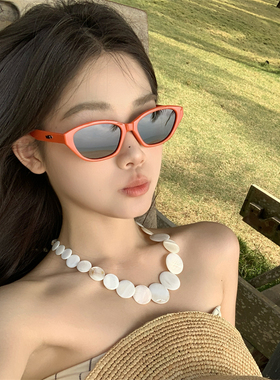 MELIYA2025新款猫眼窄框墨镜偏光太阳镜框男女款红色度假风防晒潮