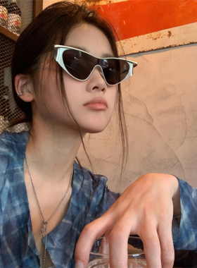 MELIYA未来感金属连体太阳镜反光水银三角猫眼蒸汽机能墨镜男女潮