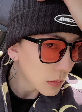 韩国潮牌墨镜ins红色男士夜视