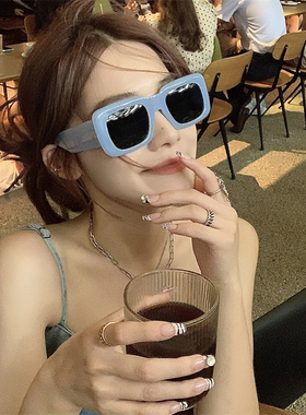 夏季出游凹造型欧美太阳眼镜蓝色