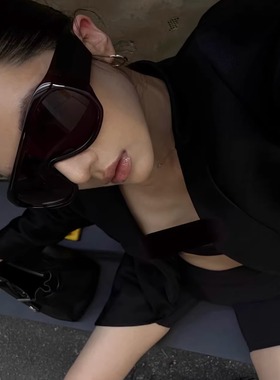 MELIYA超大框遮脸茶色太阳眼镜女显瘦Y2K街头个性欧美墨镜男时髦