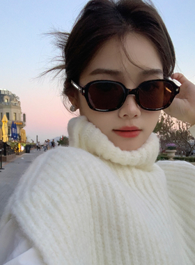 折叠网红墨镜豹纹茶色偏光太阳镜