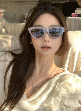 MELIYA紫色猫眼墨镜女高级感欧美太阳眼镜2025新款夏天度假方圆脸