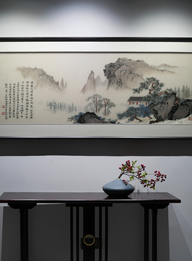 苏绣成品新中式挂画旺云楼山水