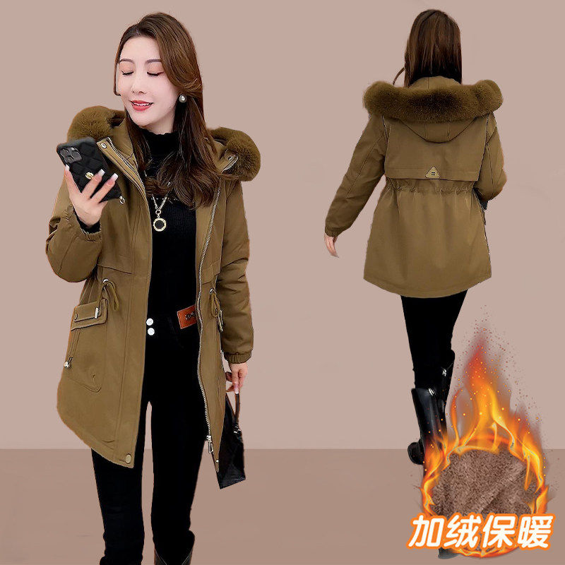 加绒加厚保暖防寒派克服女装2025冬季新款小个子毛领棉服连帽外套,淘宝优惠券,粉丝福利购,淘宝优惠卷