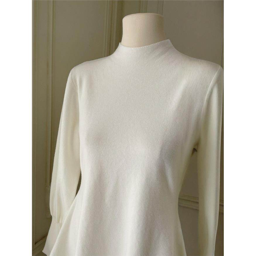 大码女装白色半高领内搭灯笼袖针织衫毛衣秋季胖mm掐腰打底衫上衣,淘宝优惠券,粉丝福利购,淘宝优惠卷