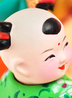 中国风摆件天津泥人张彩塑红泥坊