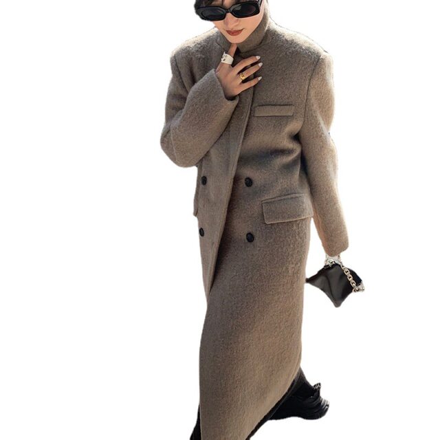 现货折扣一韩范高级感加厚韩版毛呢大衣~秋冬中长款女装外套1165