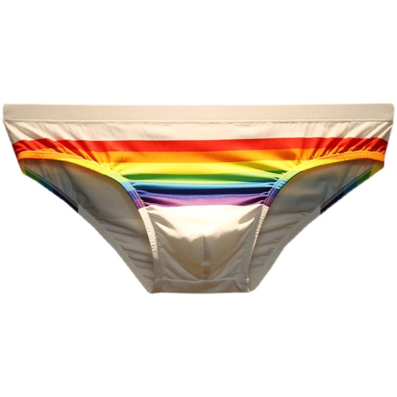 男士个性彩虹条纹印花内裤男低腰性感透气运动紧身青年潮流三角裤,淘宝优惠券,粉丝福利购,淘宝优惠卷