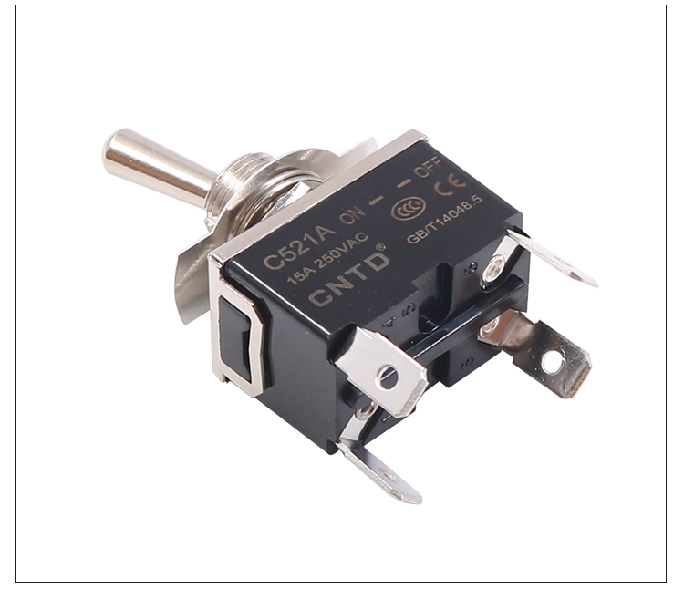 CNTD昌得插片焊接式快速钮子开关4脚2档ON-OFF 15A摇臂开关C521A - 图3